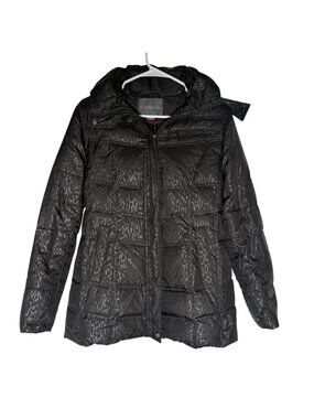 Covington Women's Black Puffer Jacket with Faux Fur Trim Hood Size Small